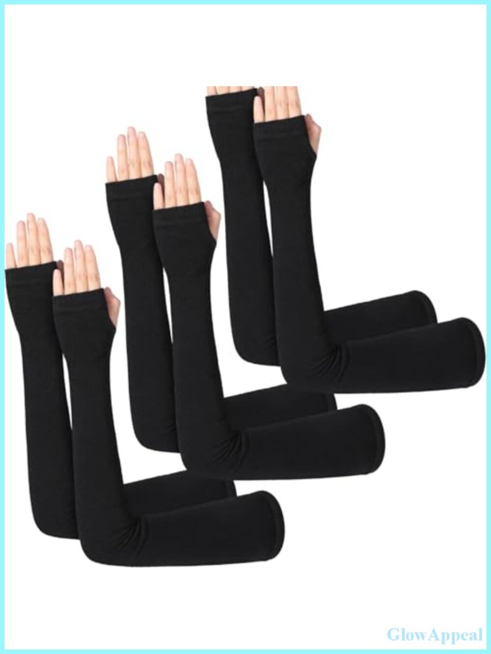 3 Pairs Fingerless Arm Warmers Cotton Thumb Hole Gloves for Women